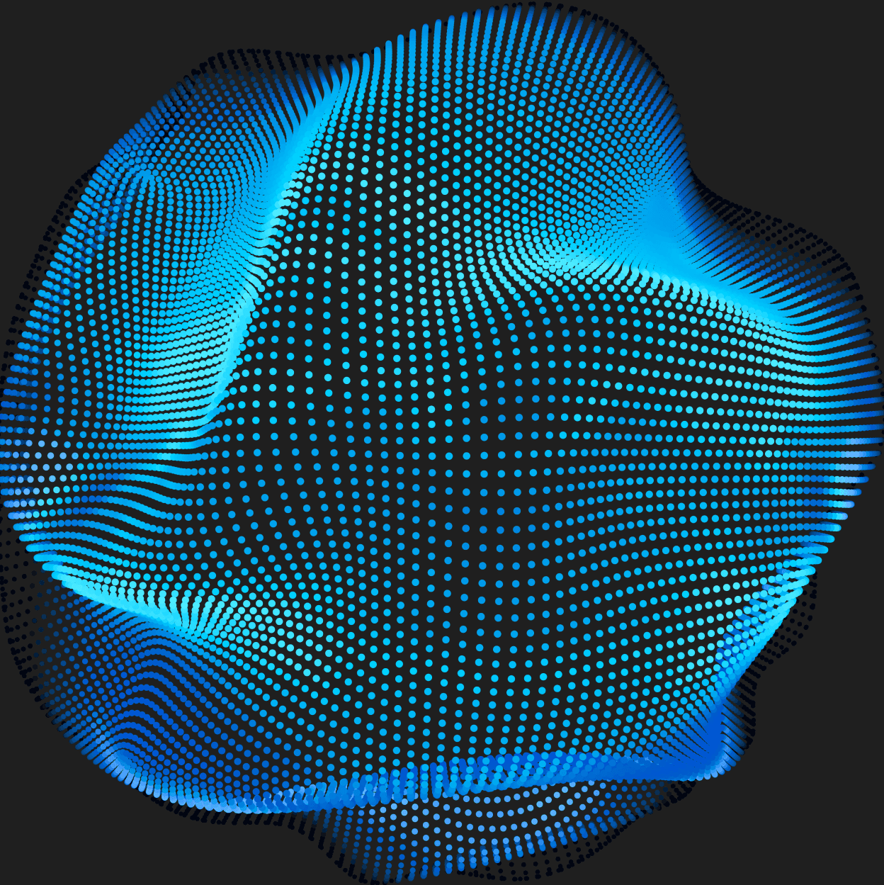 Abstract sphere of glowing dots representing UWIT's digital craft
